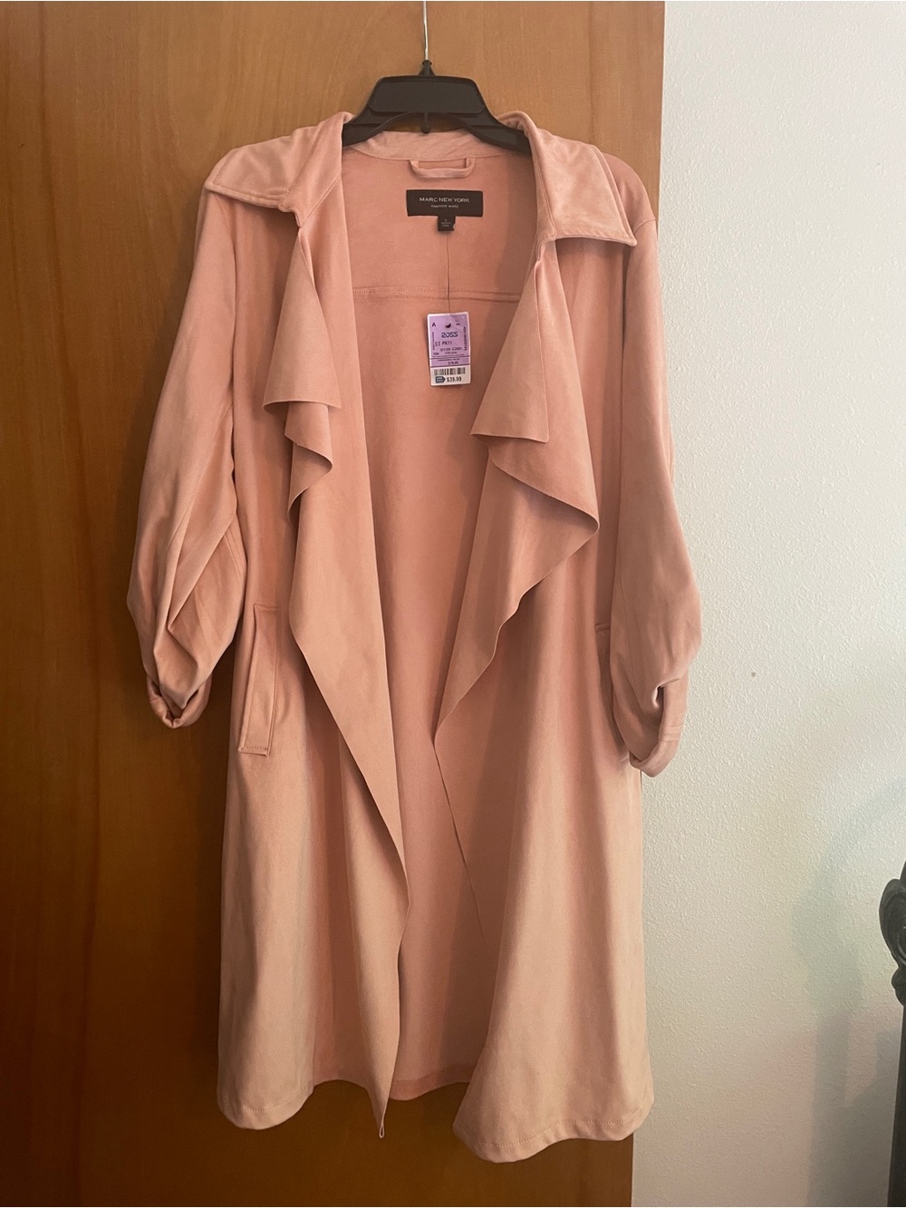 Marc New York Dusty Rose Open-Front Trench Coat